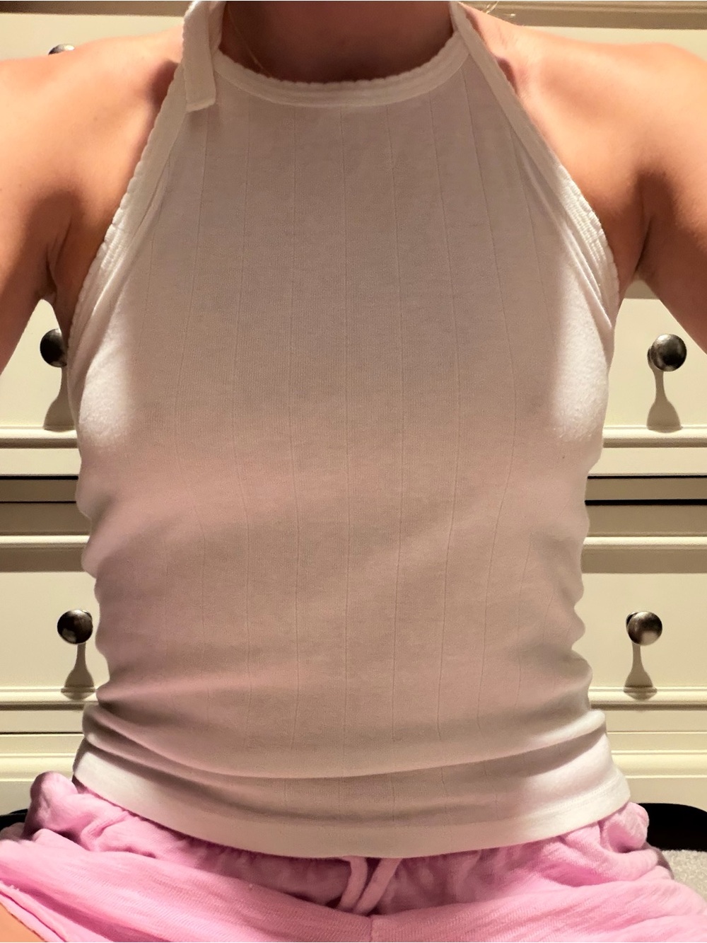 American Eagle Outfitters White Ribbed Halter Tank